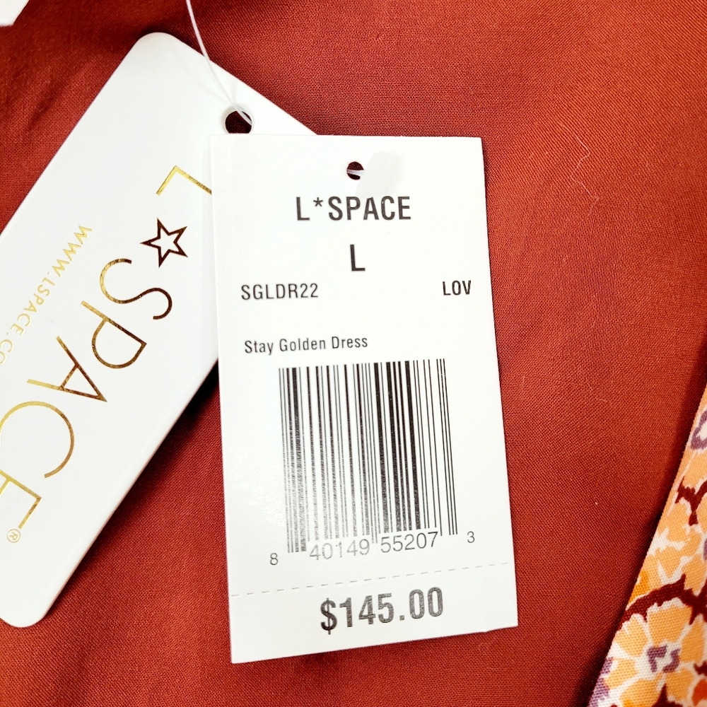 NWT L*SPACE Stay Golden Ditsy Floral Print Cut Out Tie Front Tiered Mini Dress L - Picture 6 of 10